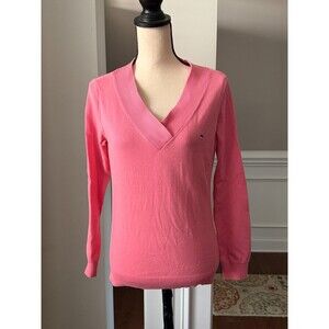 Women's Vineyard Vines Coral V Neck Sweater w/Ribbed Detail Sz M